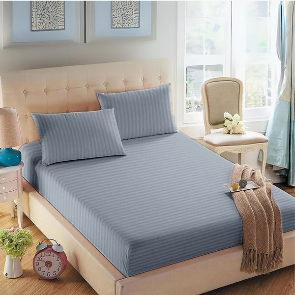 Twill Stripe Cotton Flat Bed Sheet – Spanish Grey